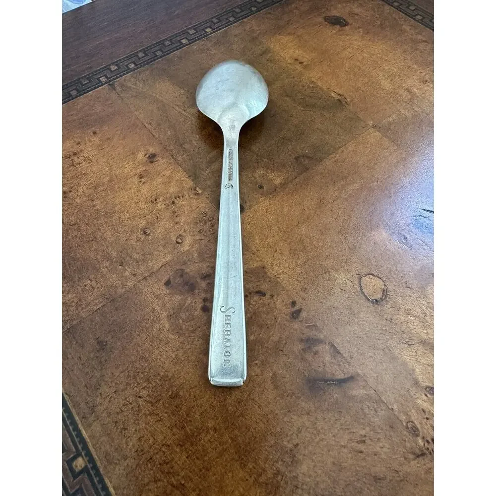 Rare Mid-Century Reed&Barton Stamped Silver Plate Sheraton Hotel Demitasse Spoon